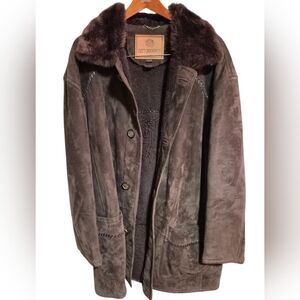 Antonovich Men's Dark Brown Jacket with Fur Collar